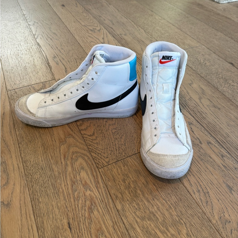 Black white and blue nike blazers
